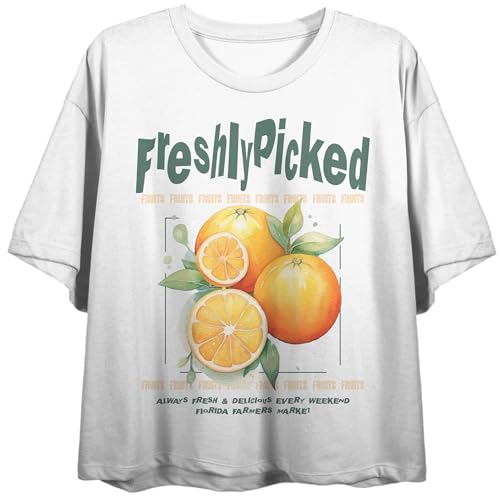 Freshly Picked Oranges Crew Neck Short Sleeve Tofu Women's Crop Top
