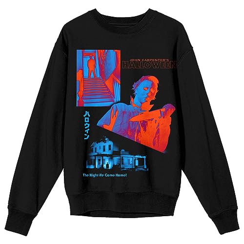John Carpenter's Halloween Mike Myers Bright Colors Crew Neck Long Sleeve Black Adult Sweatshirt