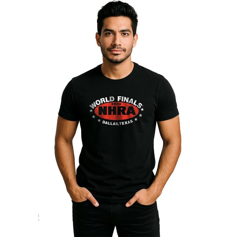 National Hot Rod Association NHRA, Car, Fastest Vehicles, Vintage, SPEED FOR ALL, Dallas, Texas on Black Short Sleeve Adult T-Shirt