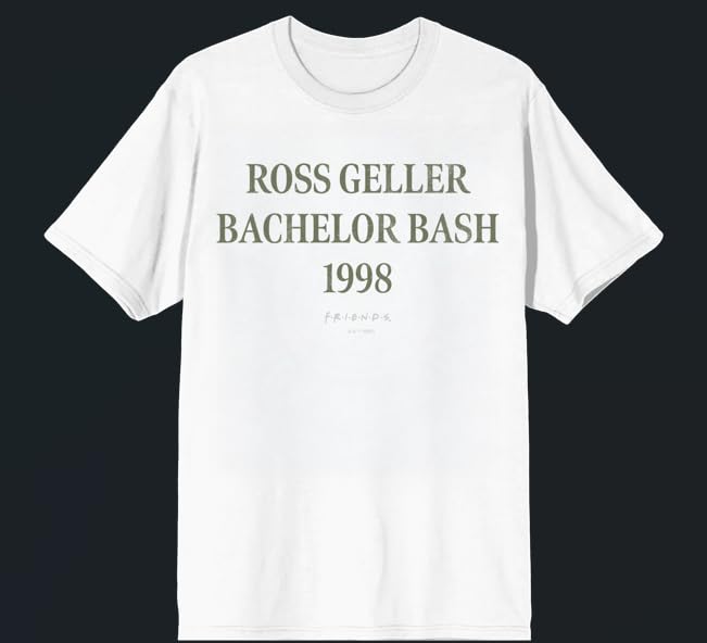 Friends TV Ross Geller Bachelor Bash 1998 Adult White Crew Neck Short Sleeve T-shirt