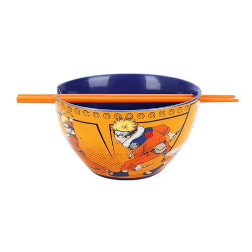 Naruto Ceramic Ramen Bowl and Plastic Chopsticks Set