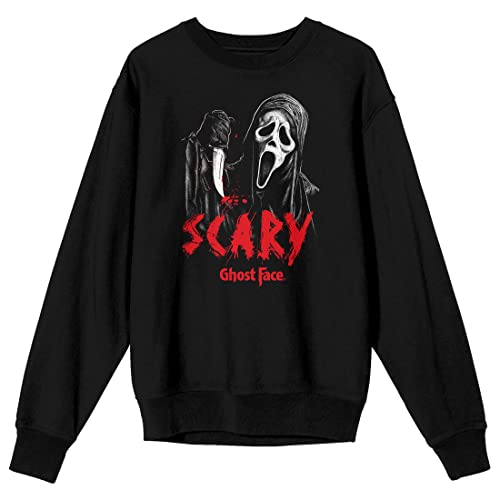 Ghostface Scary Mask Men's Black Crew Neck Sweatshirt