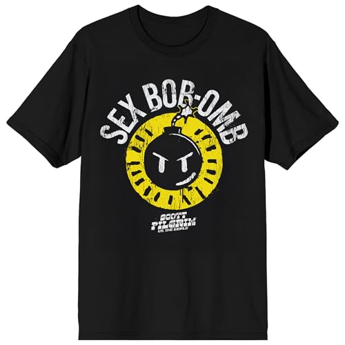 Scott Pilgrim vs. The World $ex Bob Omb Adult Black Crew Neck Short Sleeve Tee