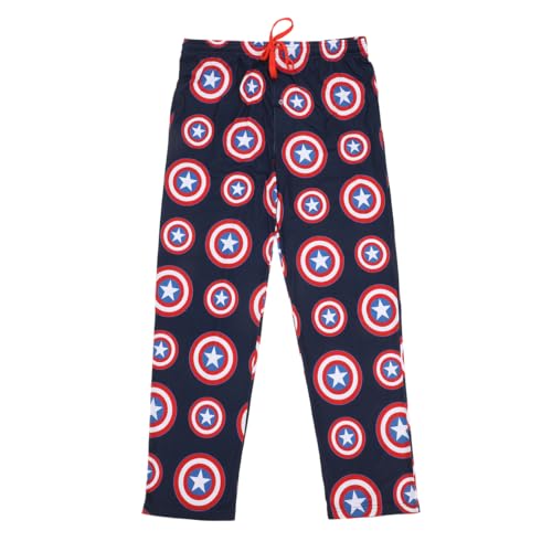 Marvel Captain America Shield Men's Sleep Pants With Tapered Legs And Pockets