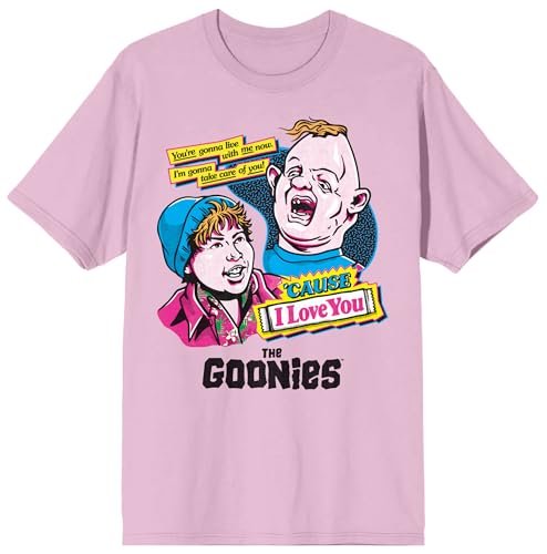 The Goonies Sloth & Chunk Adult Cradle Pink Crew Neck Short Sleeve T-shirt