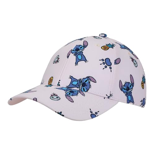 Disney Stitch Pineapples & Dolls All-Over Character Print Adult Pink Traditional Adjustable Hat