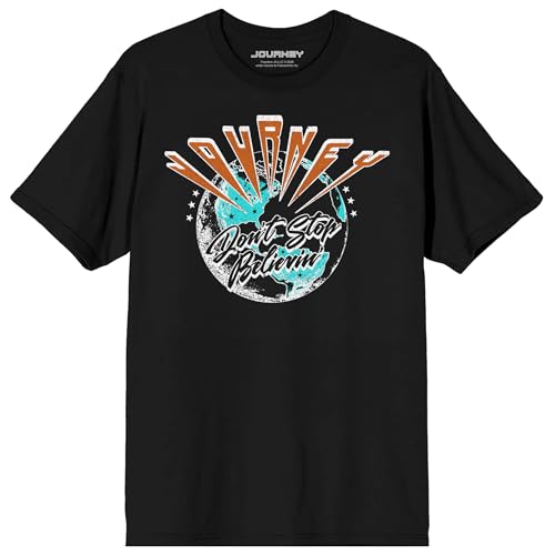 Journey Don't Stop Believin' Globe Tour Adult Black Crew Neck Short Sleeve T-shirt