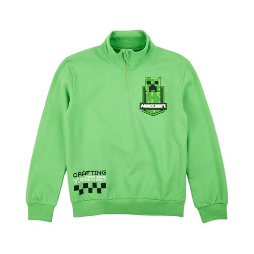 Minecraft Creeper Jumper Youth Boy Green Quarter Zip Sweatshirt