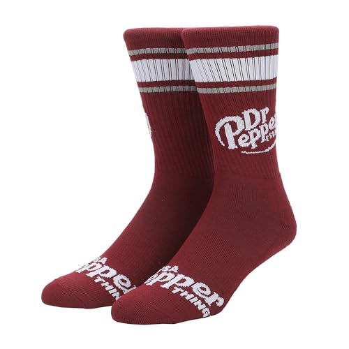 Dr Pepper Classic Logo Maroon Men's Athletic Crew Socks