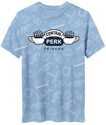Friends All Over Print on Men's Light Blue Short Sleeve Tee