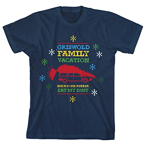 National Lampoon's Christmas Vacation Griswold Family Vacation Burn Some Rubber Verbiage Youth Navy Blue Graphic Tee