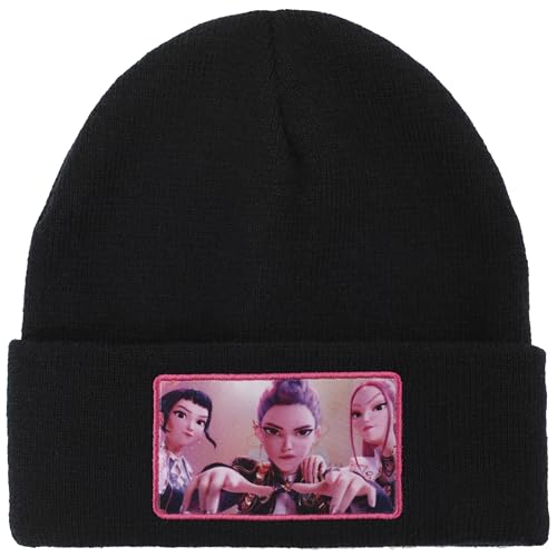 KPop Demon Hunters Huntr/x Black Cuff Knit Beanie