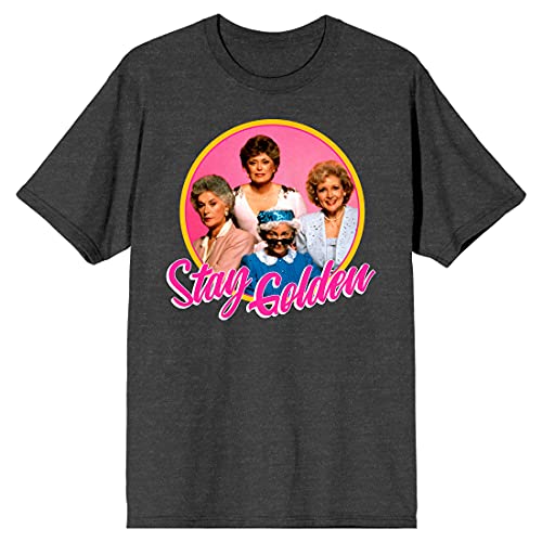 Men's Golden Girls Character Group Circle Frame Charcoal Graphic Tee Shirt