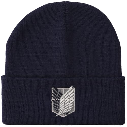 Attack On Titan Embroidered Survey Corps Logo Black Cuff Beanie