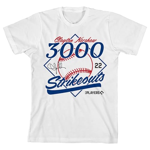 Clayton Kershaw, 3000 Strike outs, 22 on White Short Sleeve Youth T-Shirt