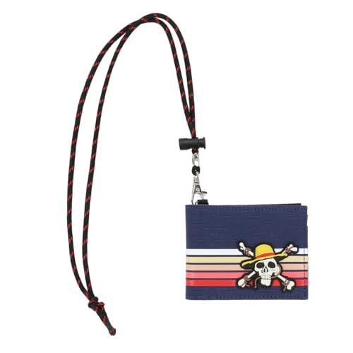 One Piece Live Action Straw Hat Skull & Crossbones Navy Bifold Wallet