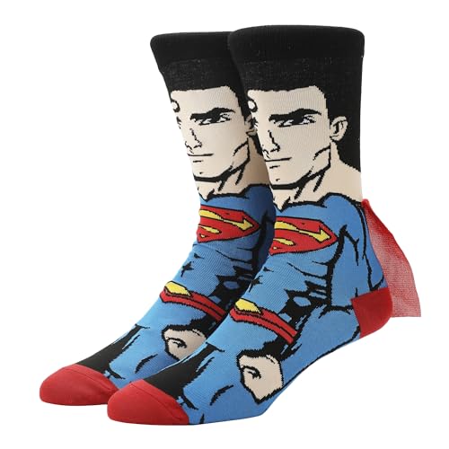 Superman Men's Casual Crew Socks With Cape Attachments