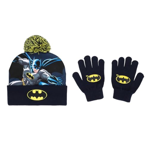 Batman Classic Bat Signal Youth Beanie and Gloves Set