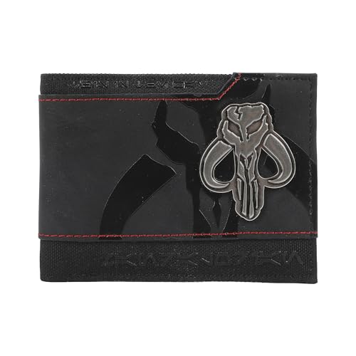 Star Wars The Mandalorian Bantha Skull Crest 3.5" Black Bifold Card Wallet