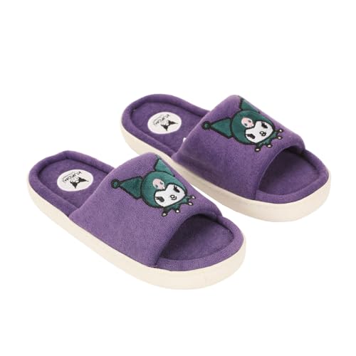 Kuromi Head Patch Women's Purple Open Toe Slipper