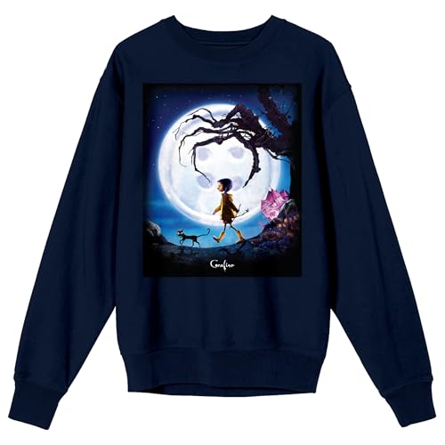 Coraline Poster Art Adult Navy Crew Neck Long Sleeve Sweatshirt