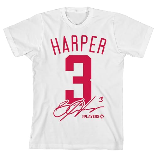 Bryce Harper Number 3, Signature and logo on white Kids T-Shirt