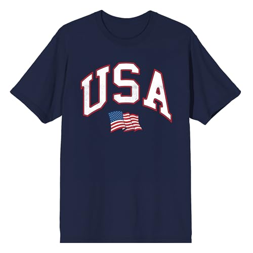 USA American Flag Adult Navy Blue Short Sleeve Tee