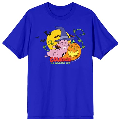Courage the Cowardly Dog Halloween Pumpkin Adult Royal Blue Short Sleeve Tee