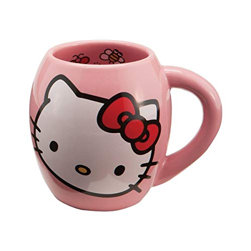 Sanrio Hello Kitty 18 Ounce Oval Pink Ceramic Mug