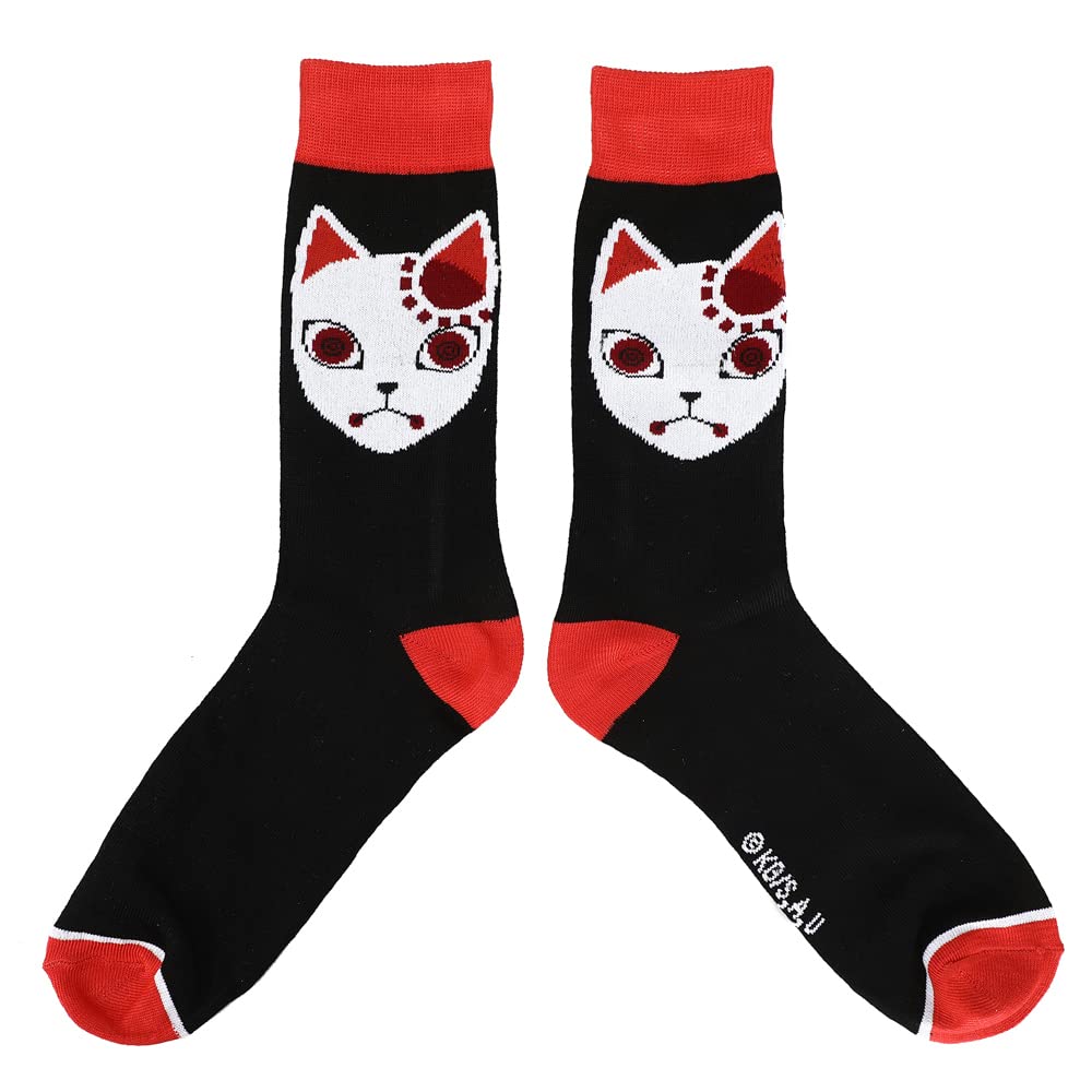 Demon Slayer Fox Mask Casual Crew Socks for Men