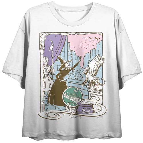 Wizard of Oz Wicked Witch and Flying Monkeys Women's White Crop Tee