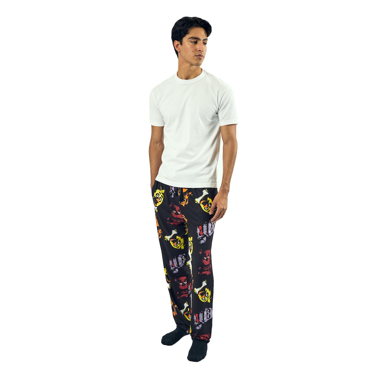 Five Nights At Freddy's Neon Character Heads Men's Black Sleep Pajama Pants