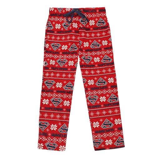 Superman All-Over Print Men's Lightweight Plush Minkey Fleece Sleep Pajama Pants