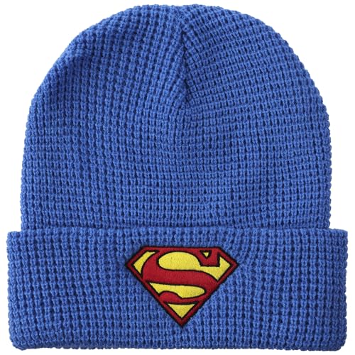 Superman  Superman Logo Embroidery Waffle Knit Cuff Beanie