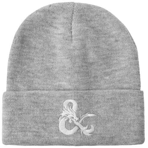 Dungeons & Dragons  Ampersand Logo Embroidery Heather Gray Acrylic Knit Cuff Beanie