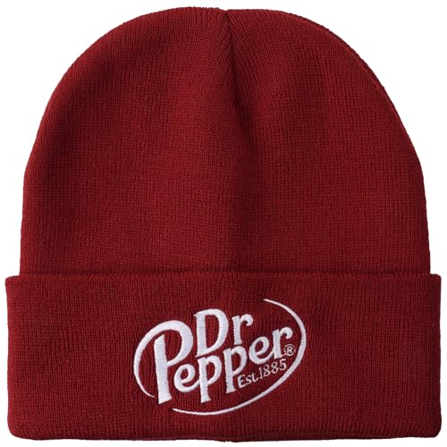 Dr Pepper Embroidery On Acrylic Knit Standard Cuff Beanie