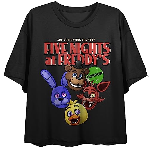Five Nights At Freddy's Are You Having Fun Yet Crew Neck Short Sleeve Women's Black Crop Top