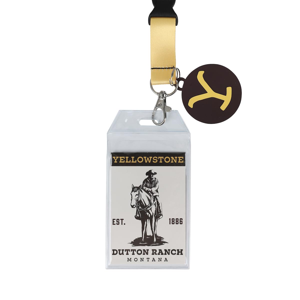 Yellowstone Dutton Ranch 22-Inch Lanyard With Rubber Charm and Clear ID Sleeve