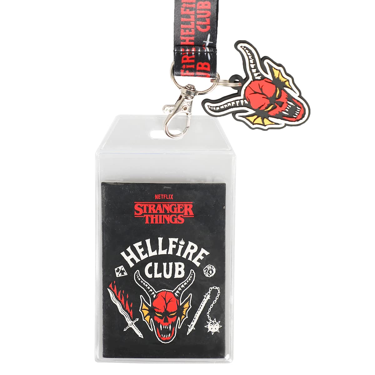 Stranger Things Hellfire Club Lanyard with Breakaway Rubber Charm and ID Sleeve by Bioworld