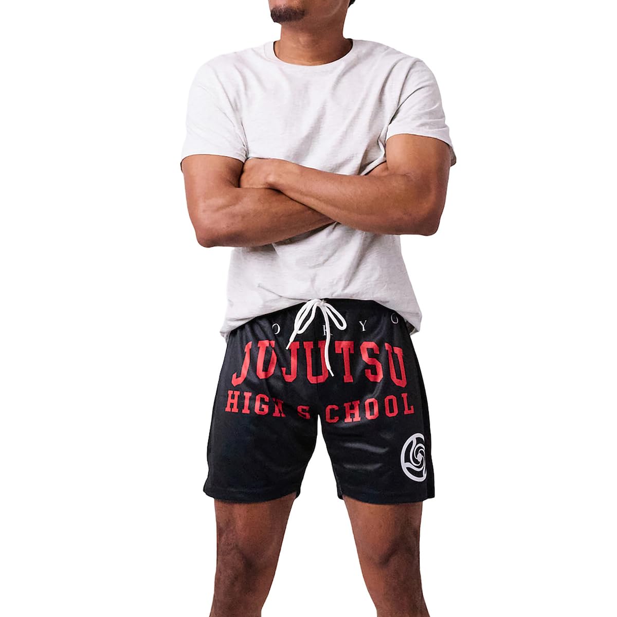 Jujutsu Kaisen High School Men's Black Active Mesh Shorts