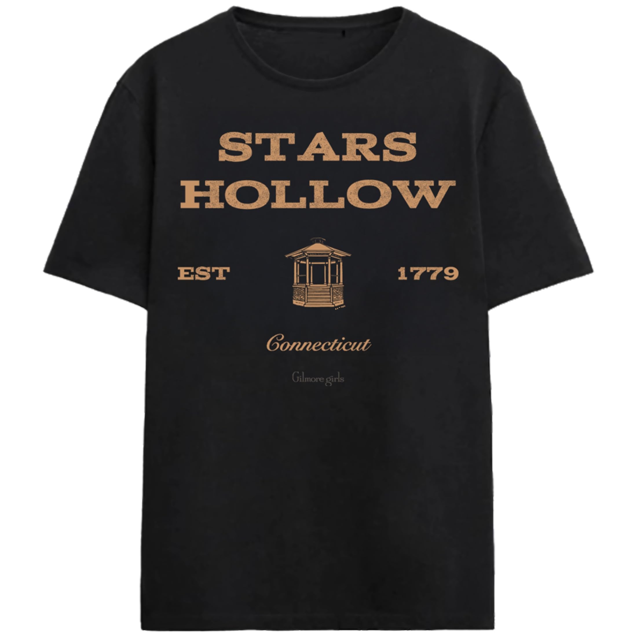 Gilmore Girls Stars Hollow School Days Gazebo Adult Black Crew Neck Short Sleeve T-shirt