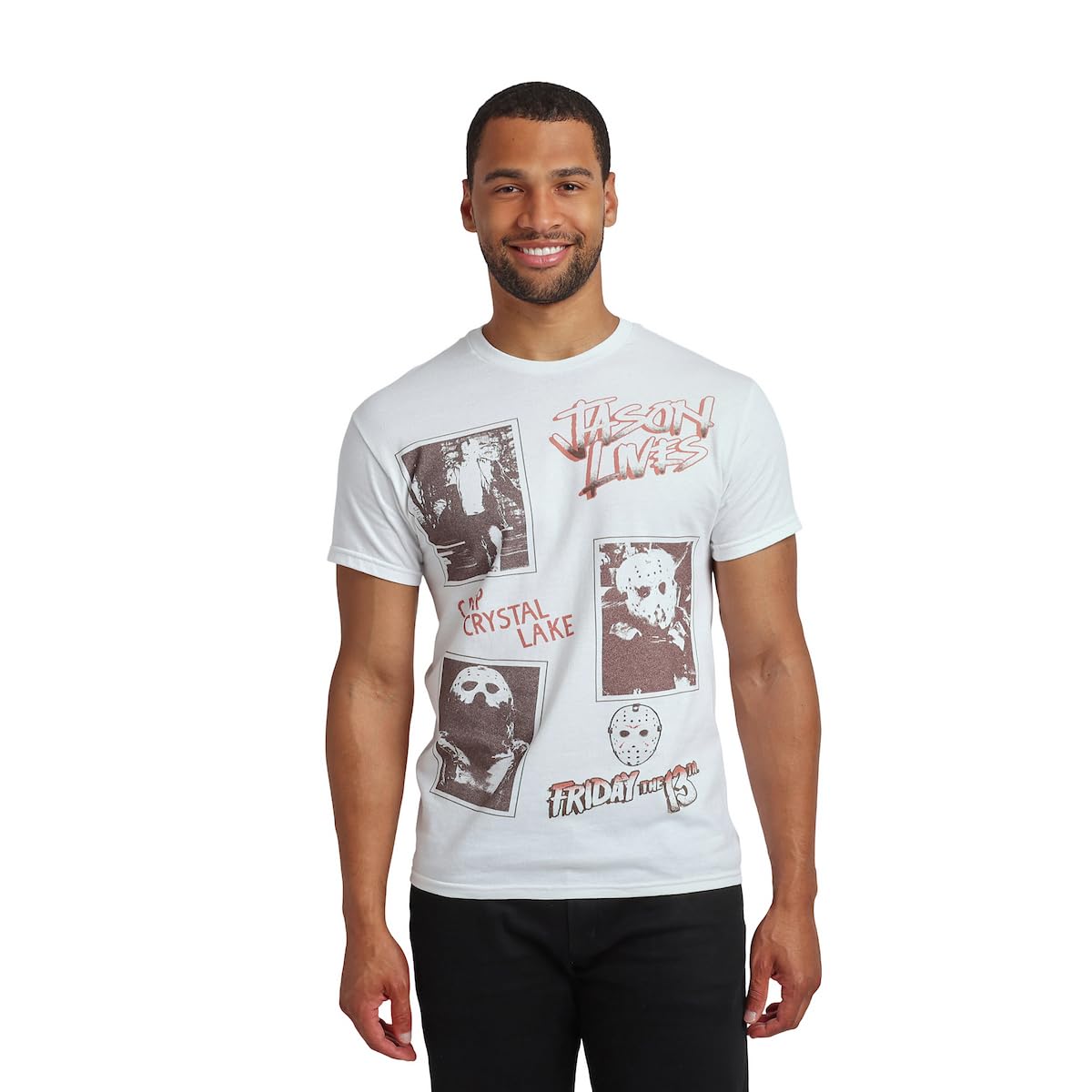 Friday The 13th Jason Photo Art Men's White Crew Neck Short Sleeve T-shirt