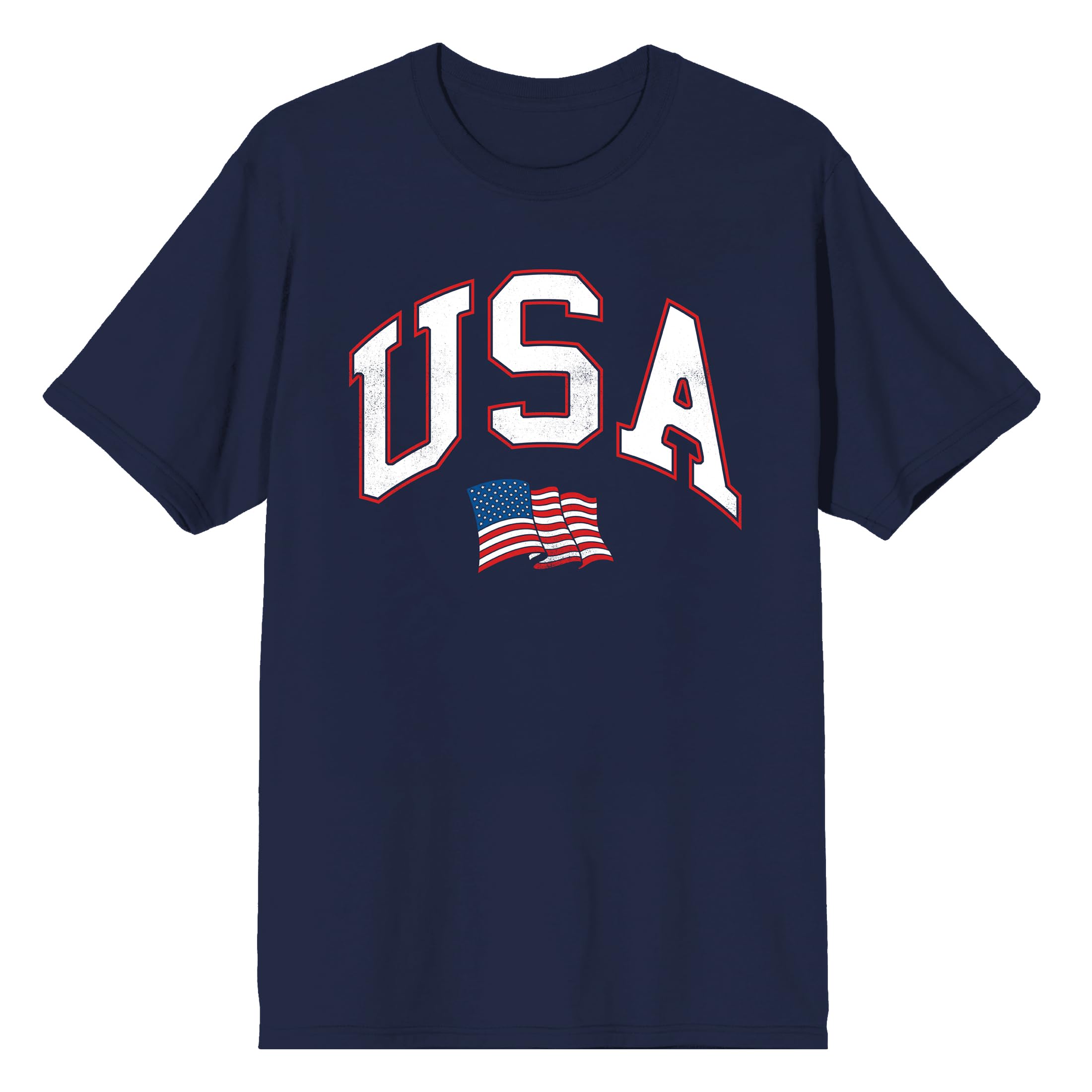USA American Flag Adult Navy Blue Short Sleeve Tee