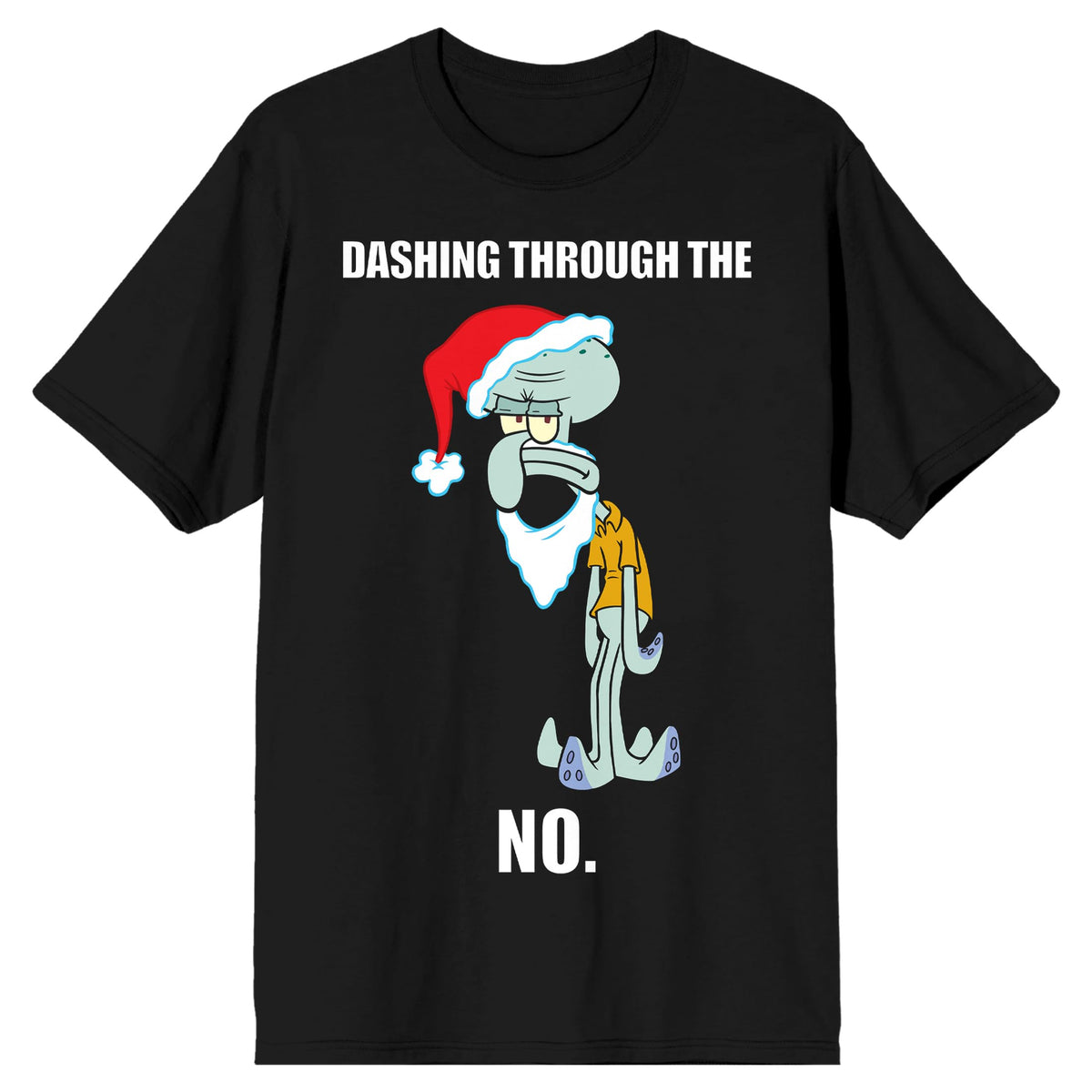 Spongebob Squarepants Squidward Dashing Through The No Crew Neck Short Sleeve Men's Black T-shirt