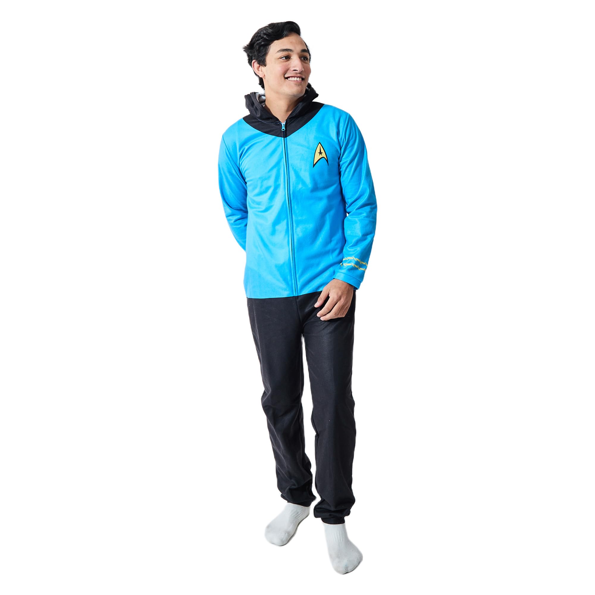 Star Trek Spock Uniform Men's Onesie Cosplay Union Suit With Hood