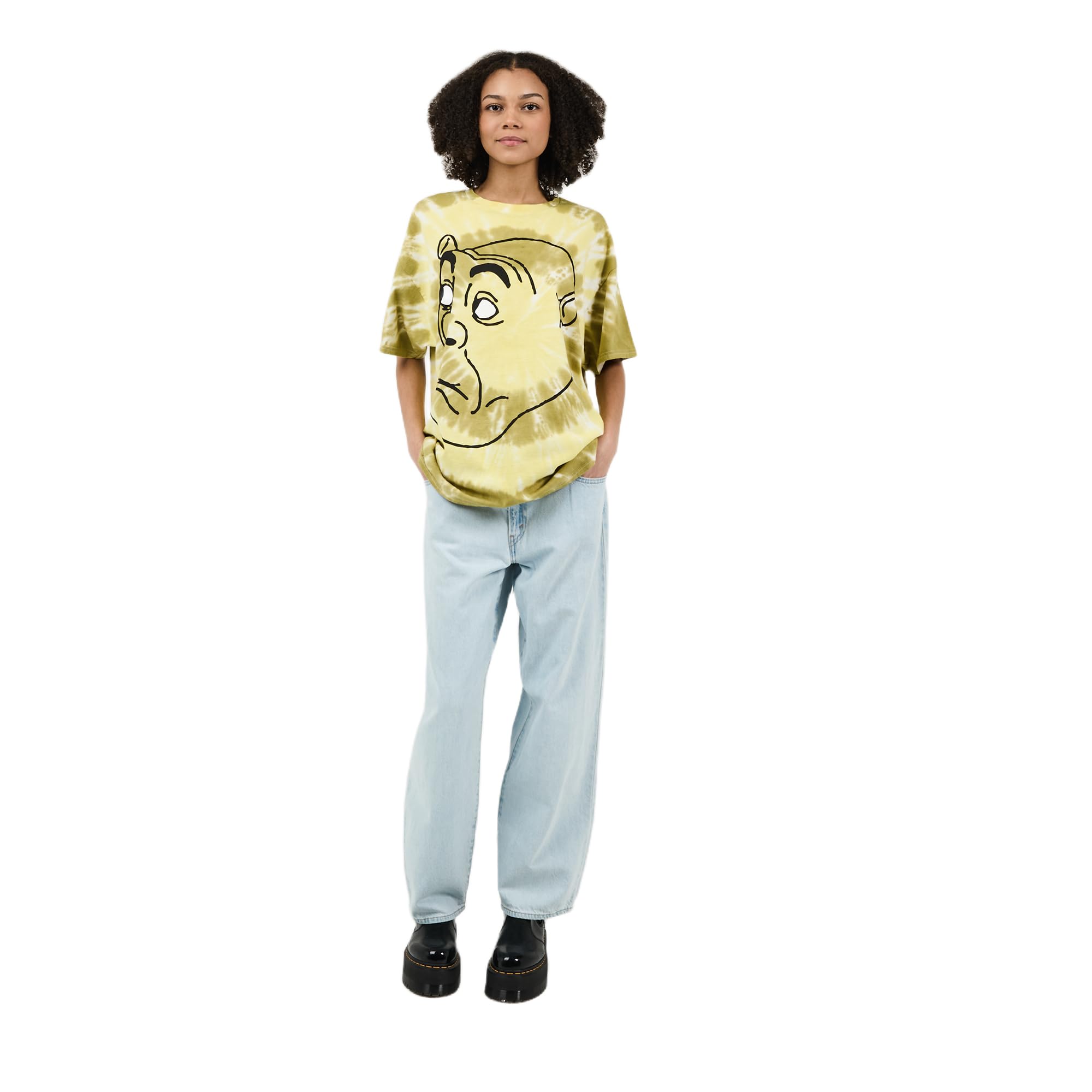 Shrek Big Face Adult Green Spiral Tie-Dye Crew Neck Short Sleeve T-shirt