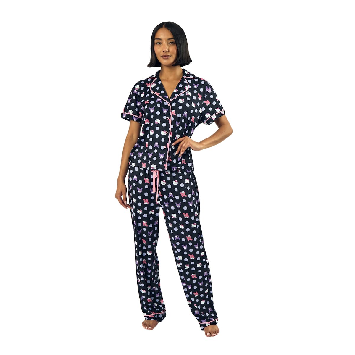 Hello Kitty & Friends Character Heads Women's Polka Dot Sleep Shirt & Pants Set