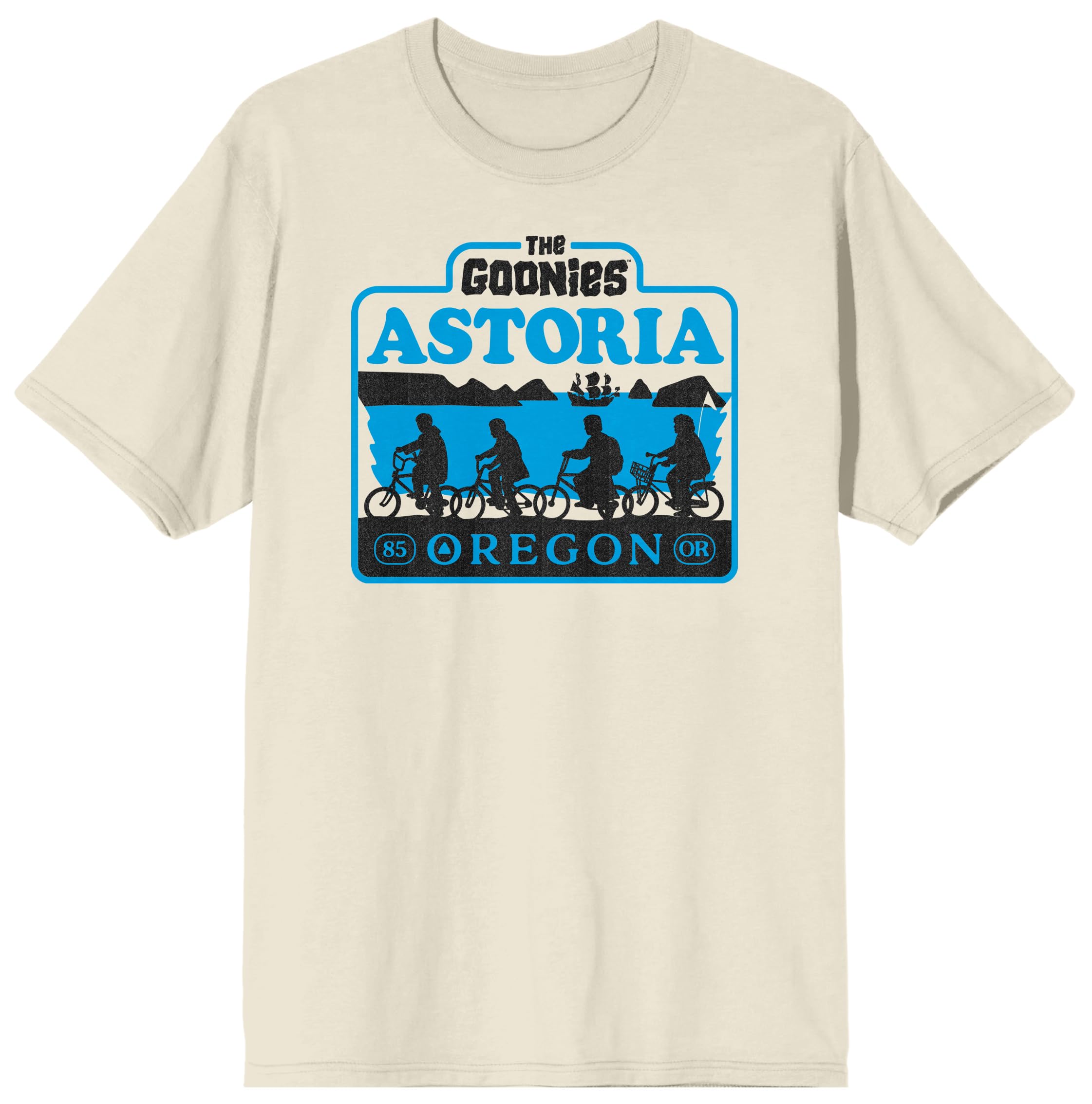 The Goonies Astoria Oregon Adult Natural Crew Neck Short Sleeve T-shirt