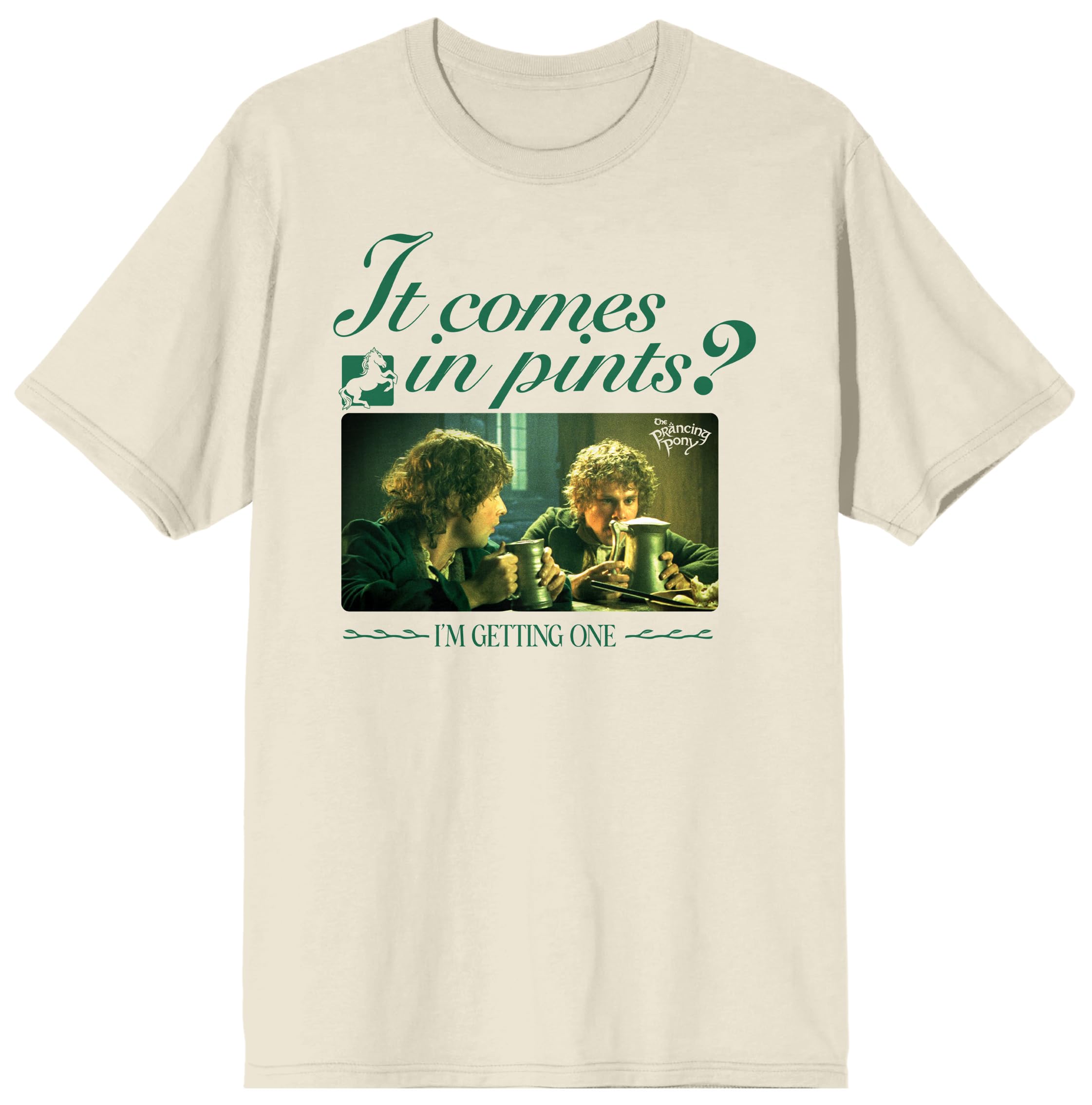 Lord Of The Rings It Comes In Pints? Adult Natural Crew Neck Short Sleeve T-shirt