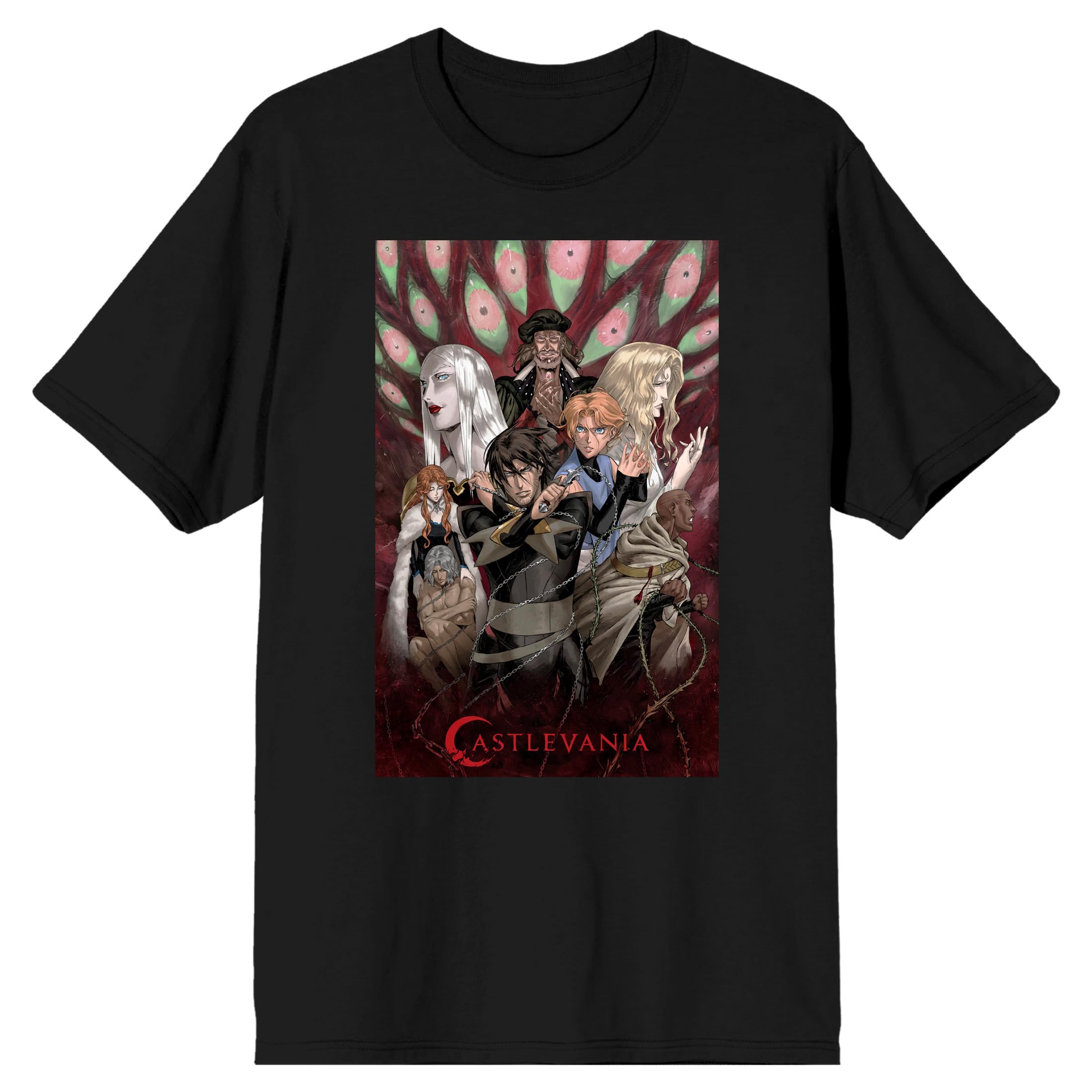 Castlevania Title Logo and Characters Adult Black Short Sleeve Tee